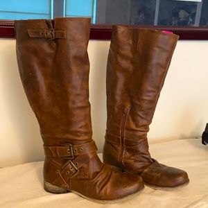 Size 7.5 Carlos Santana Brown WIDE CALF Boots